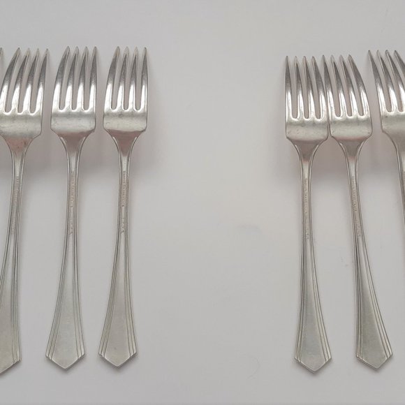 Oxford Silverplate Aurora Pattern 1930s Art Deco Flatware Oneida 28 Pieces - Picture 10 of 16